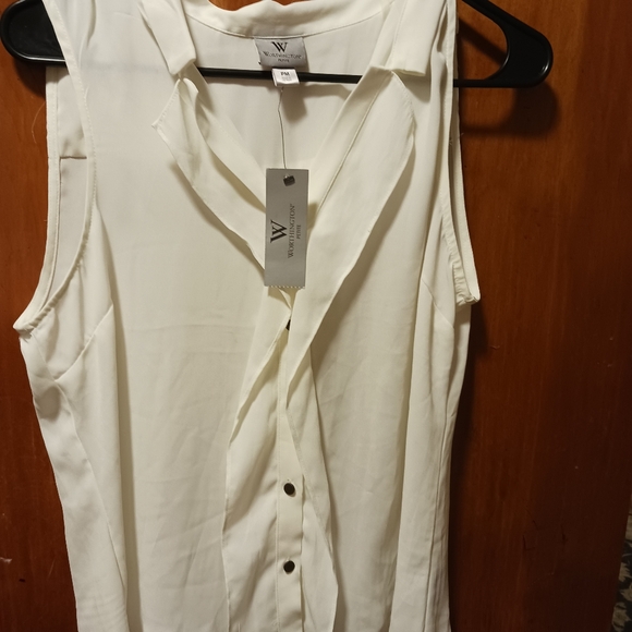 Worthington women's petite white blouse medium A-53 - Picture 2 of 5